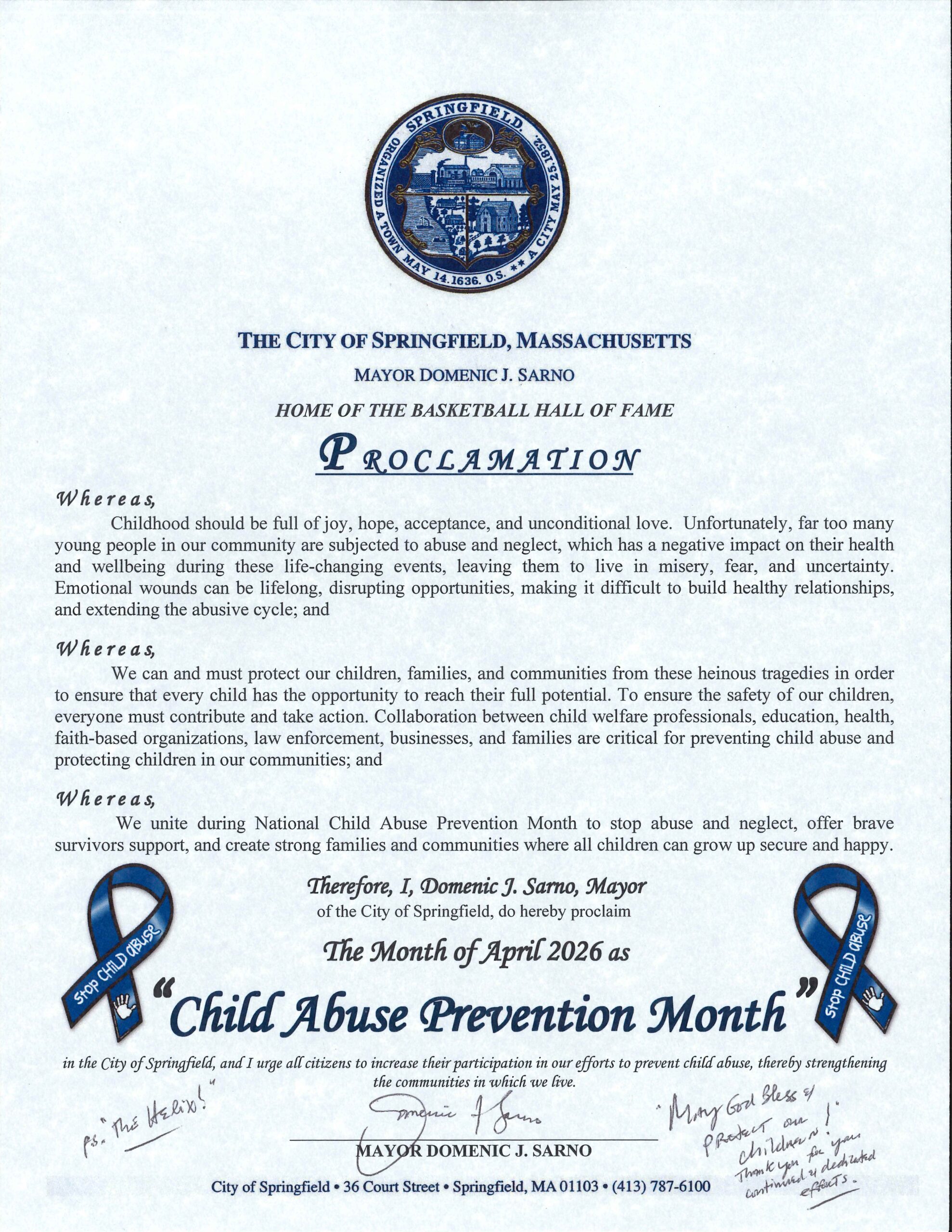 City of Springfield Proclamation April 2026 as Child Abuse Prevention Month